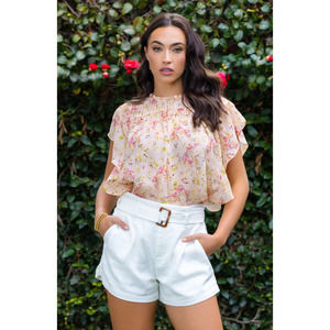 NWT Bishop and Young Shelby Flutter Sleeve Blouse